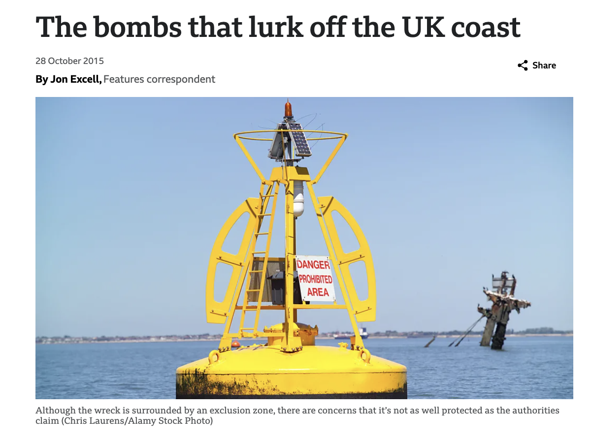 sea - The bombs that lurk off the Uk coast By Jon Excell, Features correspondent Danger Prohibited Area